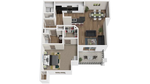 Floor plan for 1 bed, 1 bath, 862 sqft